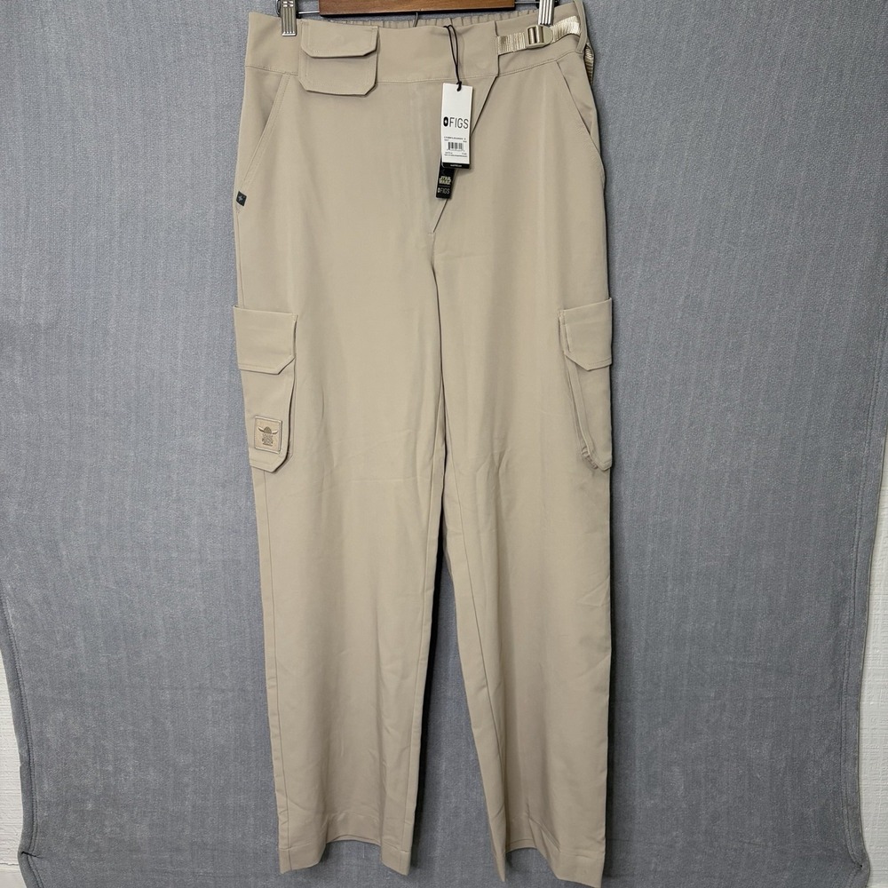 Figs Star Wars Womens Medium Tall The Armorer Wide Leg Cargo Scrub Pants Beige - Picture 1 of 8